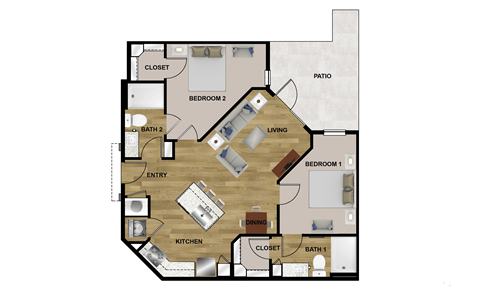 B1 Floor Plan at Brixton South Shore, Austin, Texas